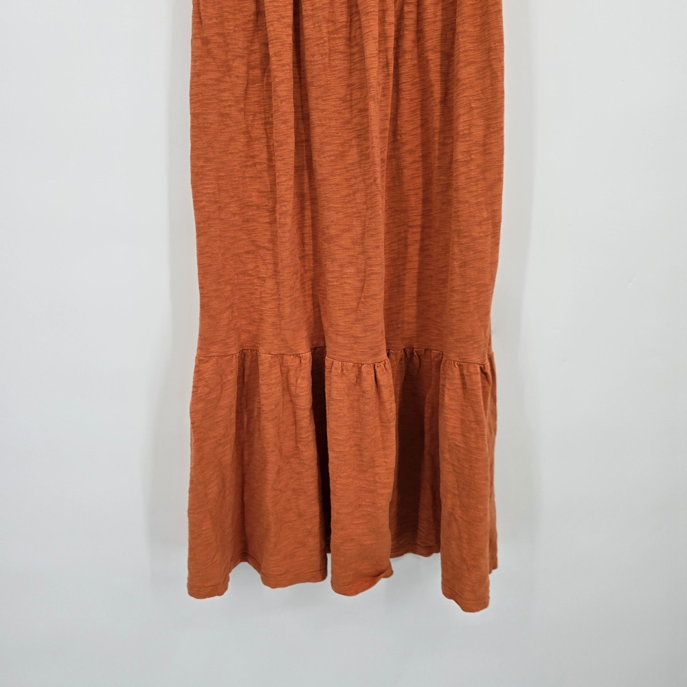 J.Crew Re-Imagined Slub Cotton Ruffle Tiered Midi Dress Burnt Orange Small S - Picture 6 of 9
